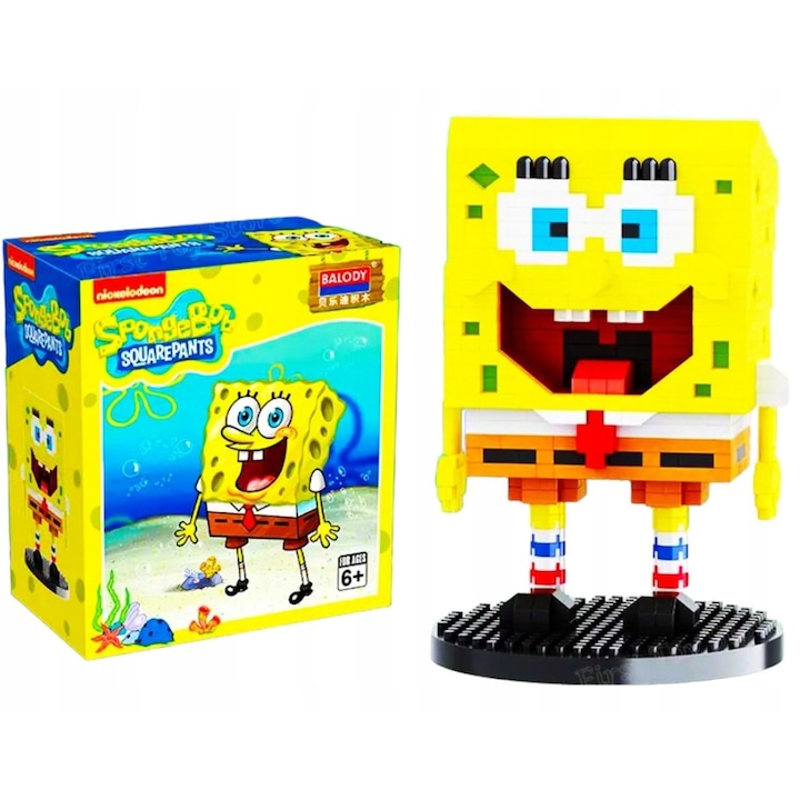 Építőjáték készlet SpongyaBob karakterekkel – Rák úr, Patrik és Tintás, 694 darab