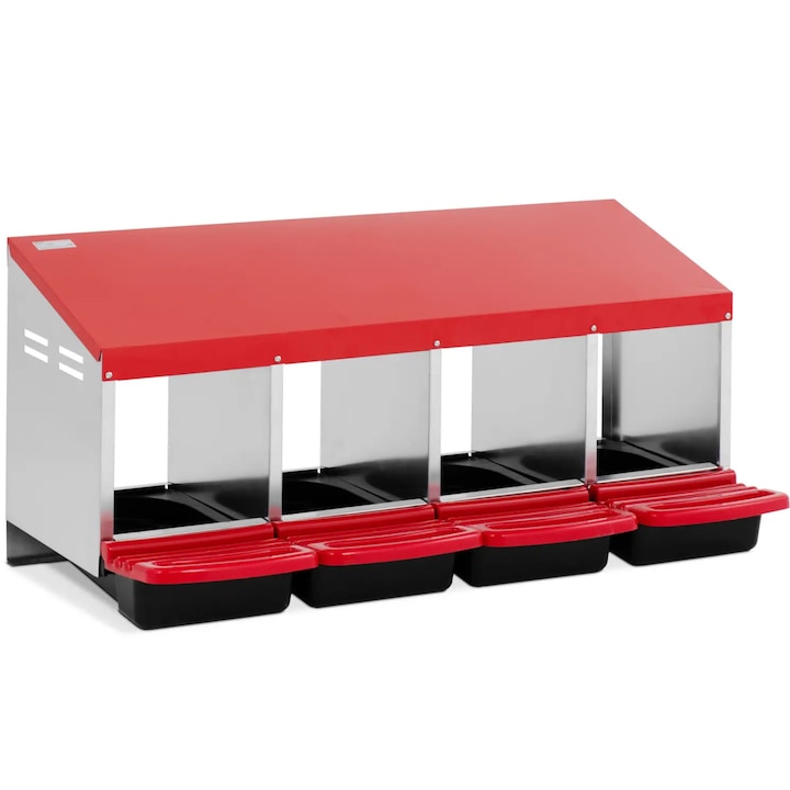 Cuib de gaini Wiesenfield, montat pe perete, 4 compartimente, otel galvanizat, 52x107,5x49cm