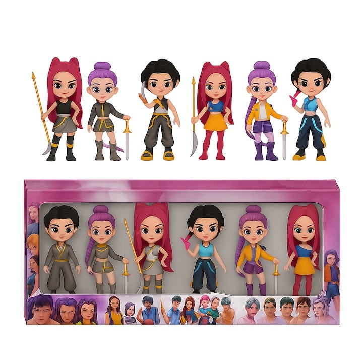 Set 6 figurine KPop Demon Hunters, personaje, 10 cm, Funny Party Shop®