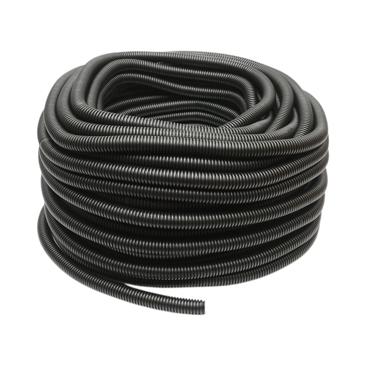 Tub flexibil copex 20 mm, fara fir, polietilena HDPE 320N, negru, 50 m/rola