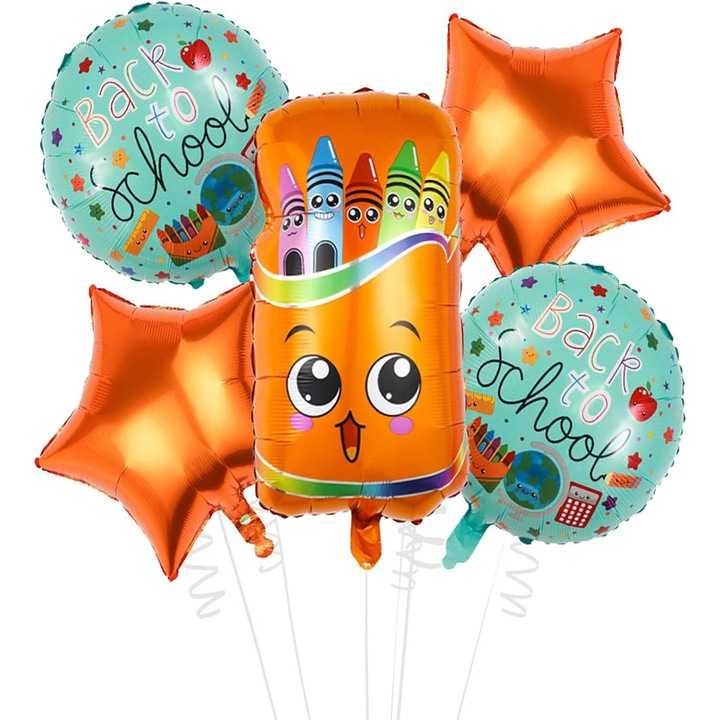 5 db fólia lufi szett - Vissza az iskolába, ünnepi lufik óvodákba - általános iskolákba, iskolásoknak lányoknak és fiúknak