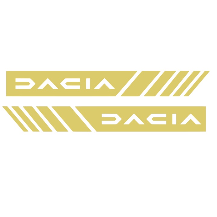 Set 2 stickere pentru Dacia Spring, Logan, Sandero, Bigster, Duster Lodgy, 16cm, auriu