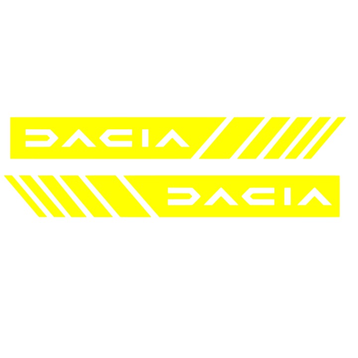 Set 2 stickere pentru Dacia Spring, Logan, Sandero, Bigster, Duster Lodgy, 30cm, galben
