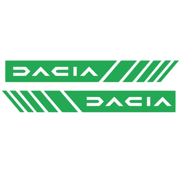 Set 2 stickere pentru Dacia Spring, Logan, Sandero, Bigster, Duster Lodgy, 16cm, verde
