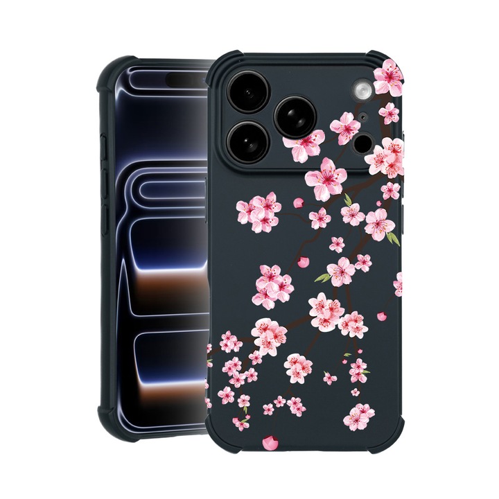 BestCase® Husa TPU Pro Shock Compatibila cu Apple iPhone 17 Pro, cu Design Japan Cherry tree, colturi intarite, 3100038 ASB 1475