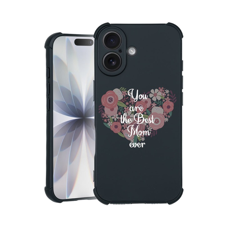 BestCase® Husa TPU Pro Shock Compatibila cu Apple iPhone 14 Pro Max, cu Design Best Mom Ever, colturi intarite, 3100030 ASB 30