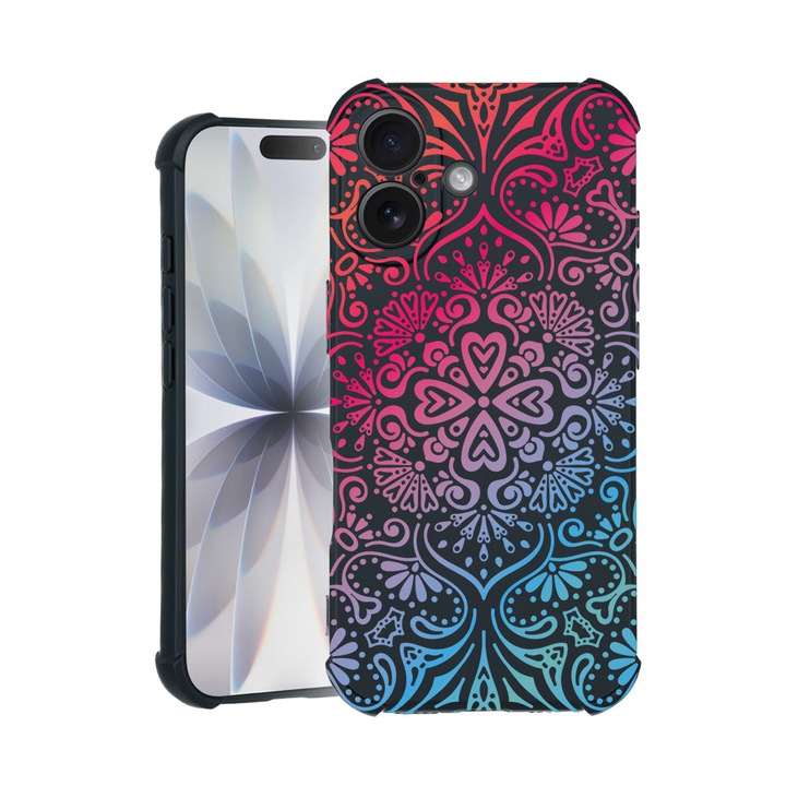 BestCase® Husa TPU Pro Shock Compatibila cu Apple iPhone 14 Pro Max, cu Design Mandala Color, colturi intarite, 3100030 ASB 72