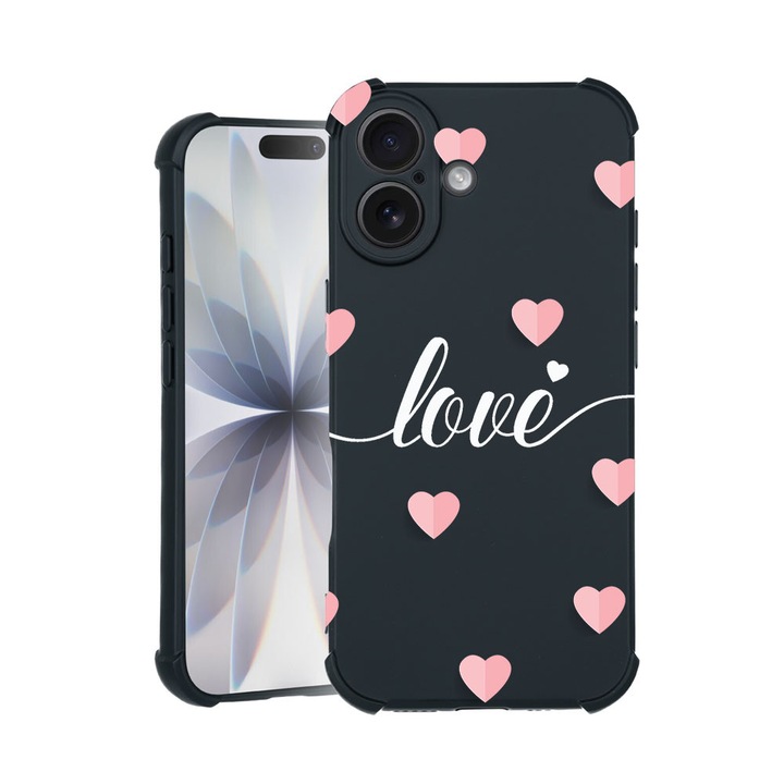 BestCase® Husa TPU Pro Shock Compatibila cu Apple iPhone 14 Pro Max, cu Design Love Flying Hearts, colturi intarite, 3100030 ASB 85