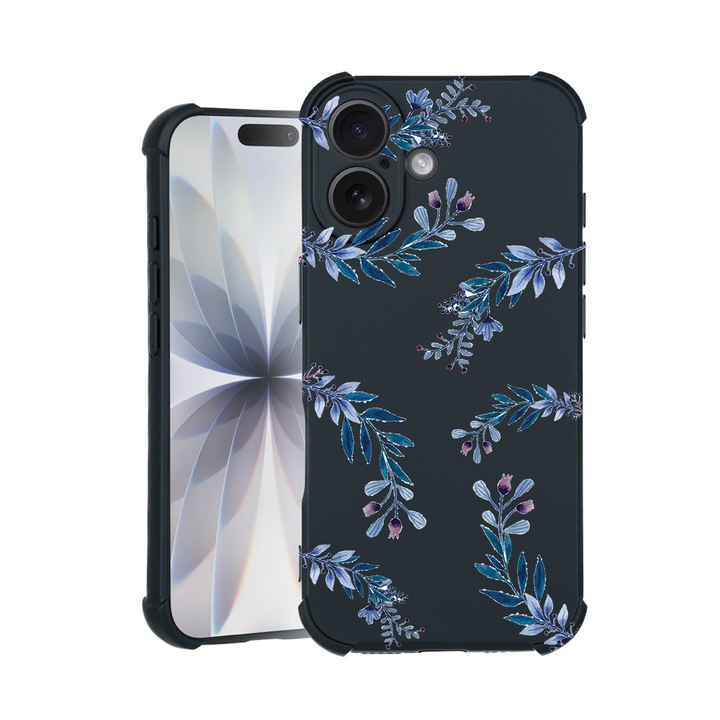 BestCase® Husa TPU Pro Shock Compatibila cu Apple iPhone 14 Pro Max, cu Design Blue Flowers, colturi intarite, 3100030 ASB 116