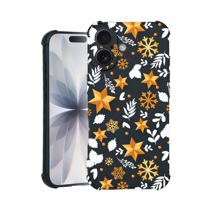 BestCase® Husa TPU Pro Shock Compatibila cu Apple iPhone 14 Pro, cu Design Golden Stars, colturi intarite, 3100029 ASB 167