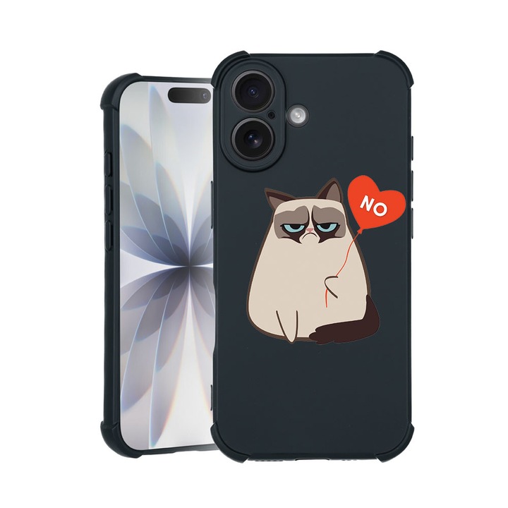 BestCase® Husa TPU Pro Shock Compatibila cu Apple iPhone 14 Pro, cu Design Meme - Grumpy Says No, colturi intarite, 3100029 ASB 657