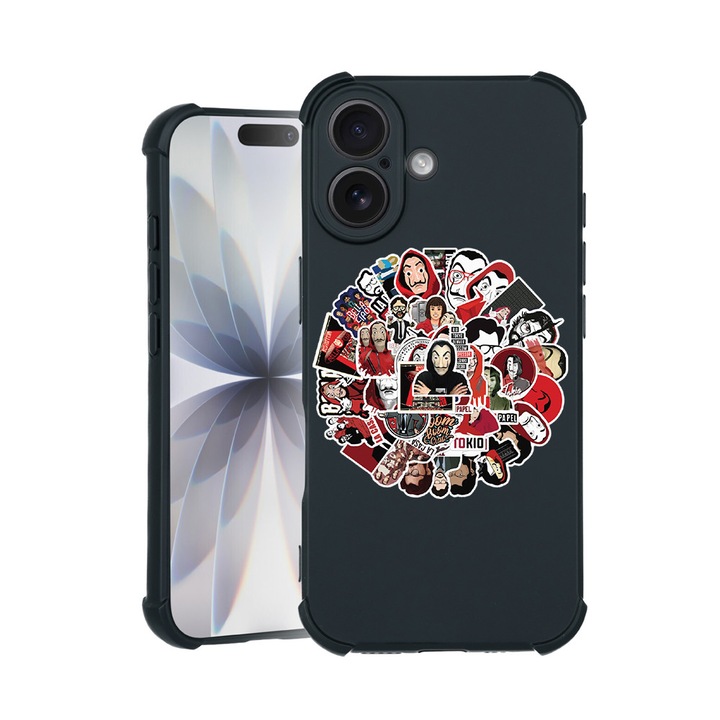 BestCase® Husa TPU Pro Shock Compatibila cu Apple iPhone 14 Pro, cu Design Money Heist, colturi intarite, 3100029 ASB 715