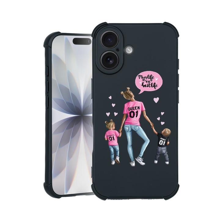 BestCase® Husa TPU Pro Shock Compatibila cu Apple iPhone 14 Pro Max, cu Design Mom Life Boy And Girl, colturi intarite, 3100030 ASB 557