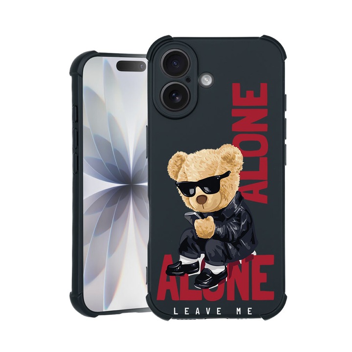 BestCase® Husa TPU Pro Shock Compatibila cu Apple iPhone 14 Pro Max, cu Design Leave Me Alone Teddy Bear, colturi intarite, 3100030 ASB 922