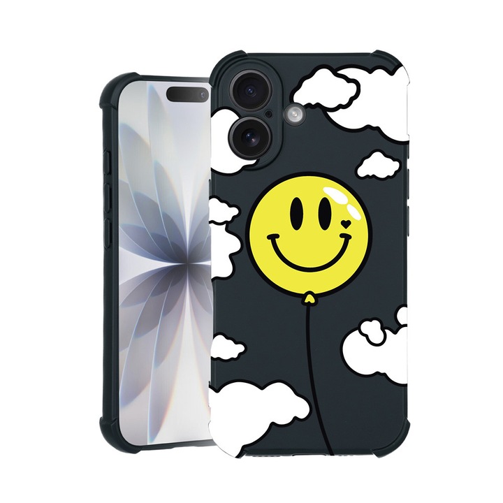 BestCase® Husa TPU Pro Shock Compatibila cu Apple iPhone 14 Pro, cu Design Balloon Smiley, colturi intarite, 3100029 ASB 957