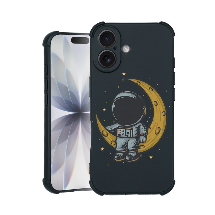 BestCase® Husa TPU Pro Shock Compatibila cu Apple iPhone 14 Pro, cu Design Astronaut on Moon, colturi intarite, 3100029 ASB 997