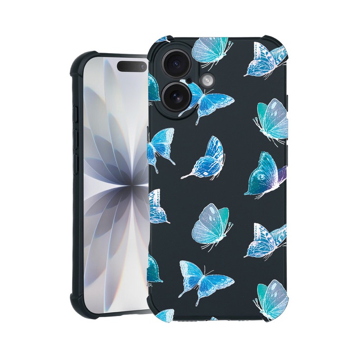 BestCase® Husa TPU Pro Shock Compatibila cu Apple iPhone 14 Pro Max, cu Design Butterfly Pattern, colturi intarite, 3100030 ASB 1012
