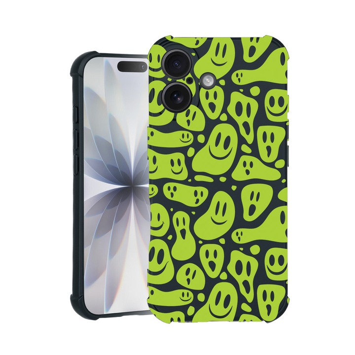 BestCase® Husa TPU Pro Shock Compatibila cu Apple iPhone 14 Pro Max, cu Design Green Acid Smiley, colturi intarite, 3100030 ASB 1051