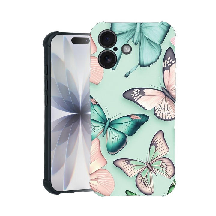BestCase® Husa TPU Pro Shock Compatibila cu Apple iPhone 14 Pro, cu Design Butterfly Pattern, colturi intarite, 3100029 ASB 1227