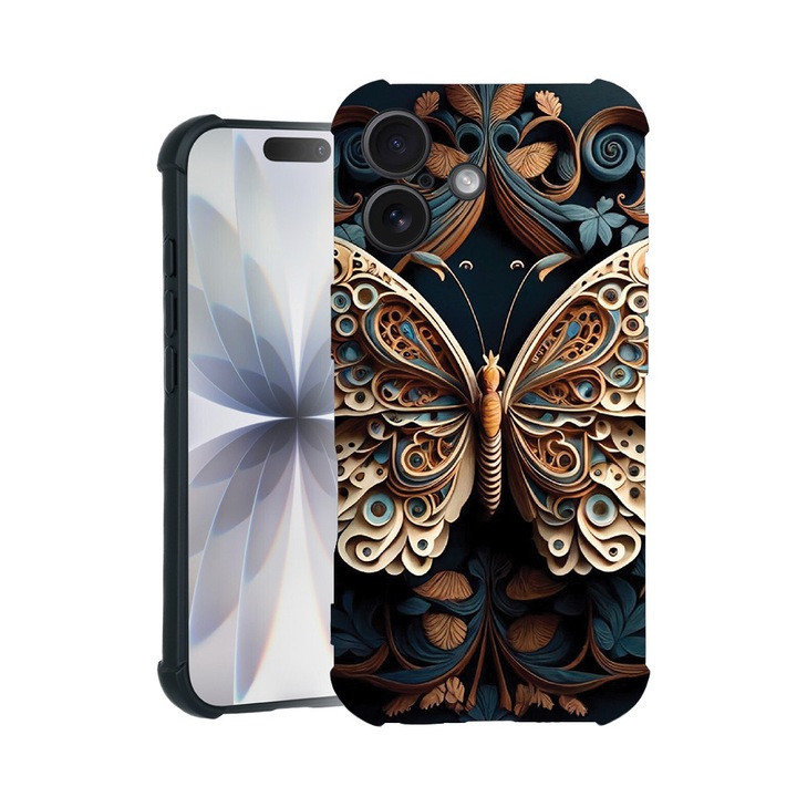 BestCase® Husa TPU Pro Shock Compatibila cu Apple iPhone 14 Pro, cu Design Beauty Butterfly, colturi intarite, 3100029 ASB 1224
