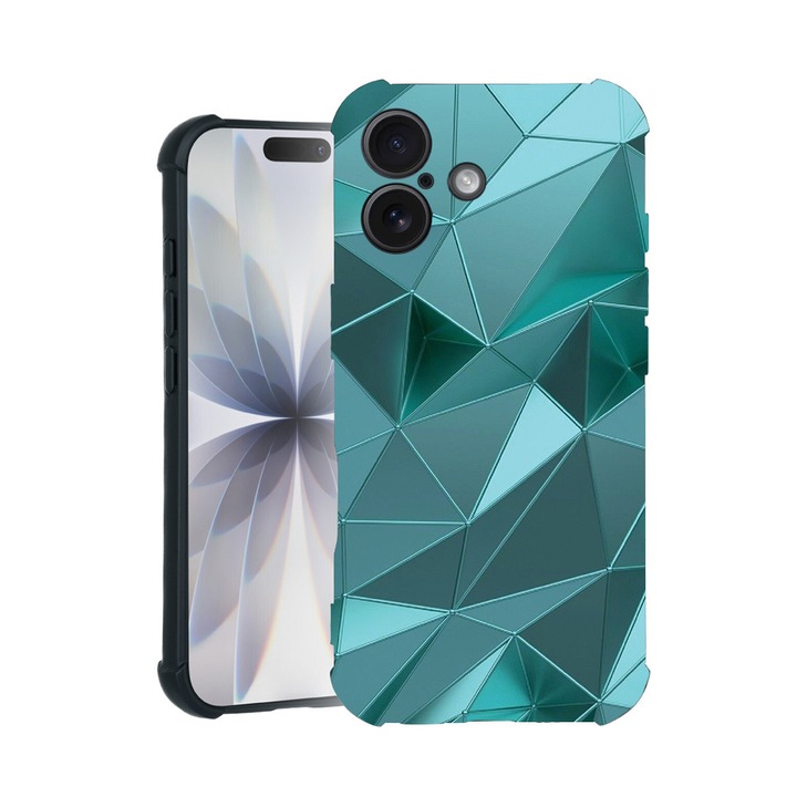 BestCase® Husa TPU Pro Shock Compatibila cu Apple iPhone 14 Pro, cu Design Green Mosaic, colturi intarite, 3100029 ASB 1251