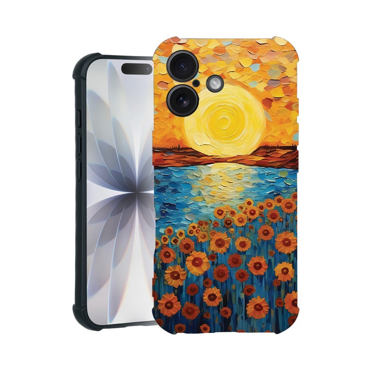 BestCase® Husa TPU Pro Shock Compatibila cu Apple iPhone 14 Pro, cu Design Sunflower Painting, colturi intarite, 3100029 ASB 1273