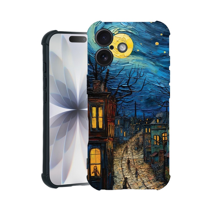 BestCase® Husa TPU Pro Shock Compatibila cu Apple iPhone 14 Pro, cu Design Van Gogh City Life, colturi intarite, 3100029 ASB 1282