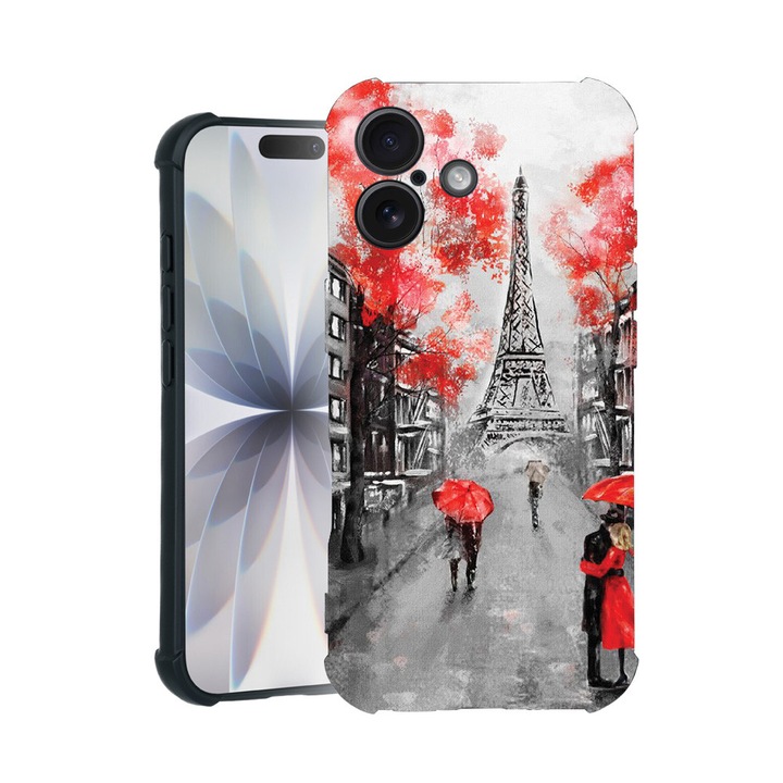 BestCase® Husa TPU Pro Shock Compatibila cu Apple iPhone 14 Pro, cu Design Paris Eiffel Tower, colturi intarite, 3100029 ASB 1378