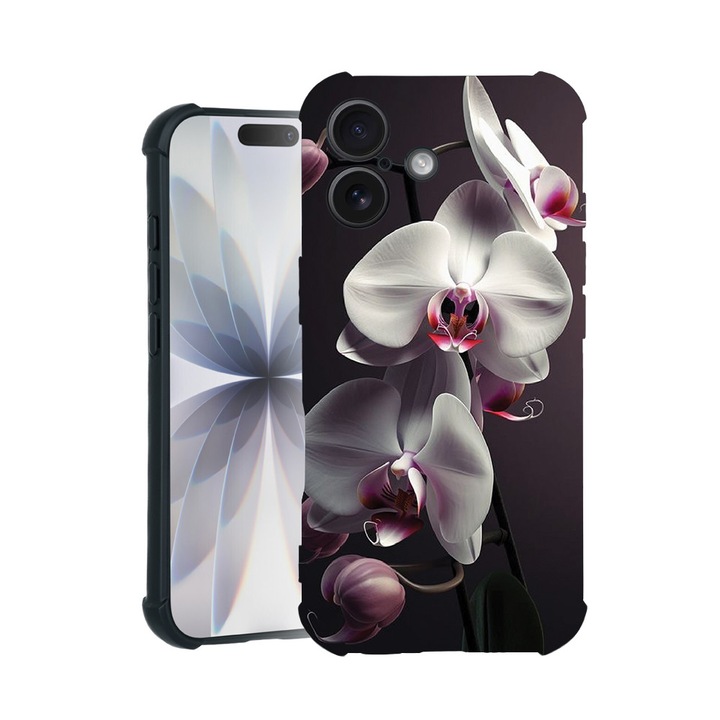 BestCase® Husa TPU Pro Shock Compatibila cu Apple iPhone 14 Pro, cu Design White Orchid, colturi intarite, 3100029 ASB 1402