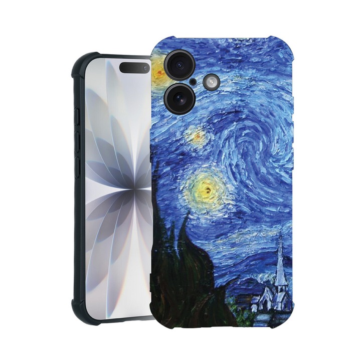 BestCase® Husa TPU Pro Shock Compatibila cu Apple iPhone 14 Pro, cu Design Van Gogh - Starry Night, colturi intarite, 3100029 ASB 1269