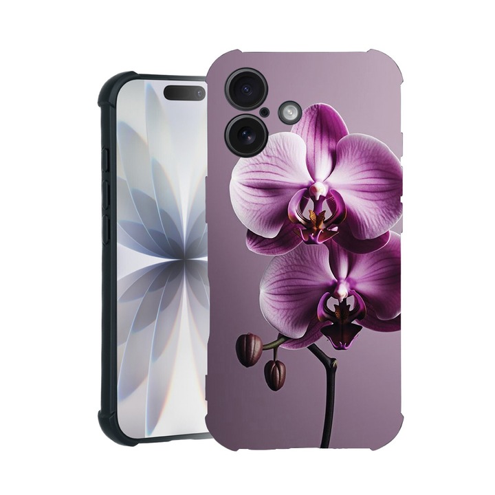 BestCase® Husa TPU Pro Shock Compatibila cu Apple iPhone 14 Pro, cu Design Pink Orchid, colturi intarite, 3100029 ASB 1405