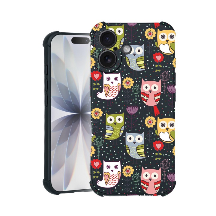 BestCase® Husa TPU Pro Shock Compatibila cu Apple iPhone 14 Pro, cu Design Owl Pattern, colturi intarite, 3100029 ASB 1437