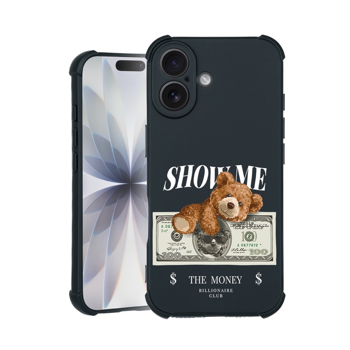 BestCase® Husa TPU Pro Shock Compatibila cu Apple iPhone 14 Pro, cu Design Teddy Bear Show Me The Money, colturi intarite, 3100029 ASB 1453