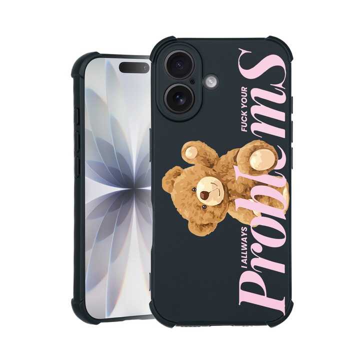 BestCase® Husa TPU Pro Shock Compatibila cu Apple iPhone 14 Pro, cu Design Teddy Bear - Your Problems, colturi intarite, 3100029 ASB 1462