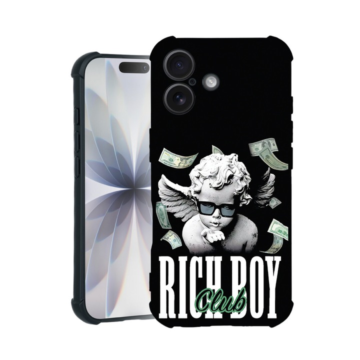 BestCase® Husa TPU Pro Shock Compatibila cu Apple iPhone 14 Pro, cu Design Rich Boy Club, colturi intarite, 3100029 ASB 1457