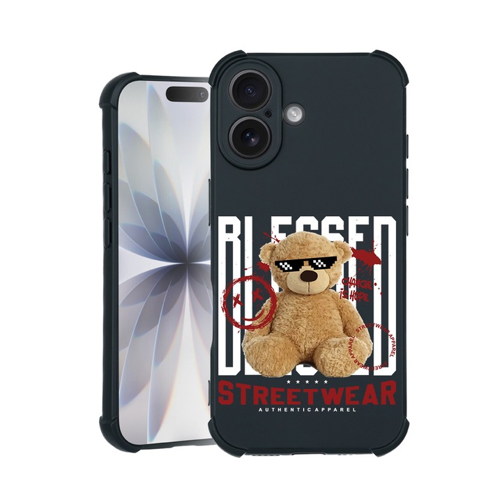 BestCase® Husa TPU Pro Shock Compatibila cu Apple iPhone 14 Pro, cu Design Teddy Bear Blessed, colturi intarite, 3100029 ASB 1553