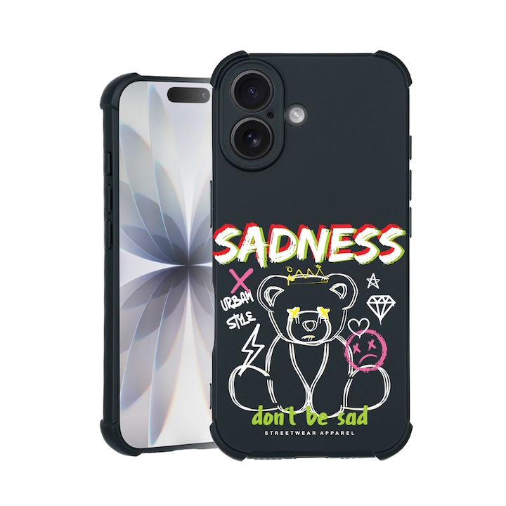BestCase® Husa TPU Pro Shock Compatibila cu Apple iPhone 14 Pro, cu Design Teddy Bear Sadness, colturi intarite, 3100029 ASB 1558