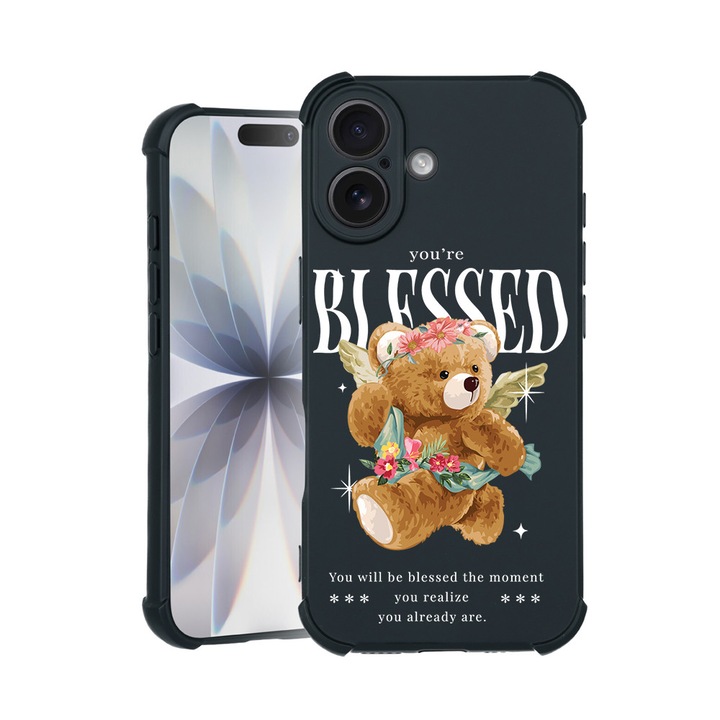 BestCase® Husa TPU Pro Shock Compatibila cu Apple iPhone 14 Pro Max, cu Design Teddy Bear Blessed, colturi intarite, 3100030 ASB 1561