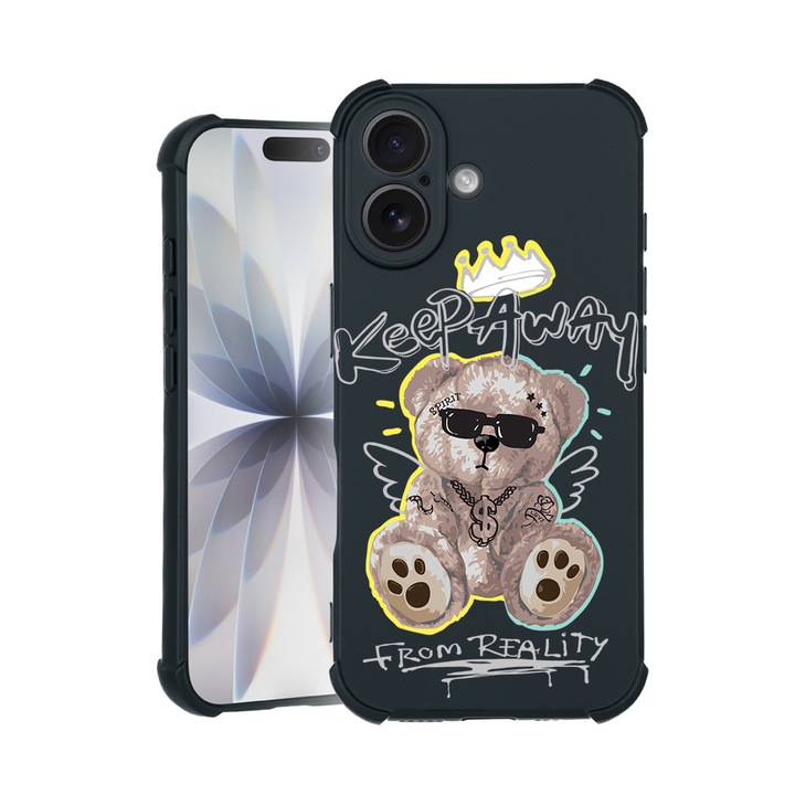 BestCase® Husa TPU Pro Shock Compatibila cu Apple iPhone 14 Pro, cu Design Teddy Bear Keep Away, colturi intarite, 3100029 ASB 1562