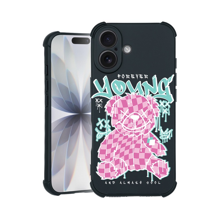 BestCase® Husa TPU Pro Shock Compatibila cu Apple iPhone 14 Pro Max, cu Design Teddy Bear Forever Young, colturi intarite, 3100030 ASB 1566