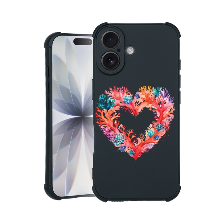 BestCase® Husa TPU Pro Shock Compatibila cu Apple iPhone 14 Pro, cu Design Coral Heart, colturi intarite, 3100029 ASB 1599