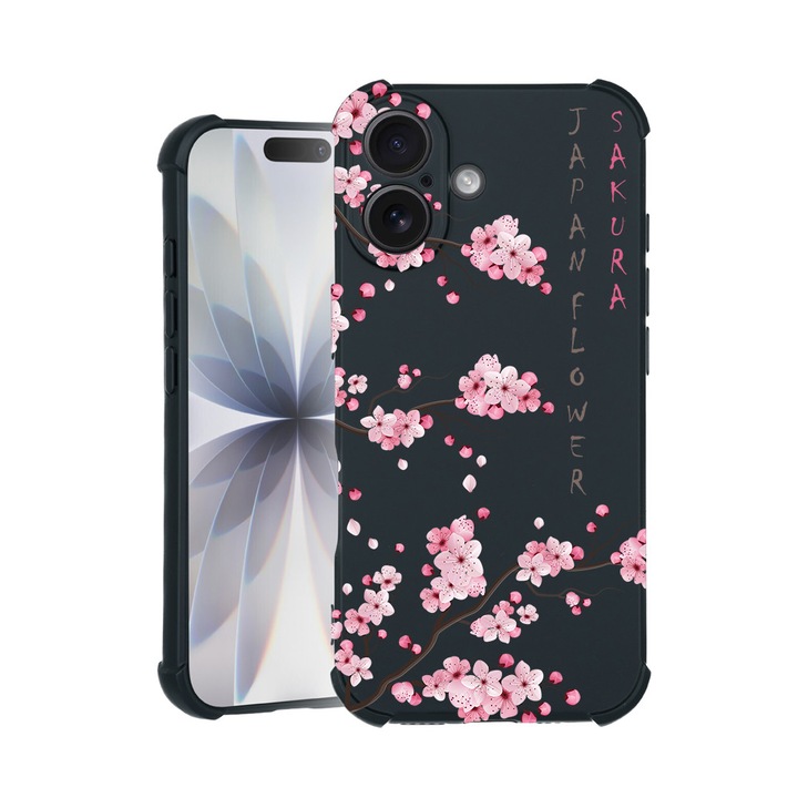 BestCase® Husa TPU Pro Shock Compatibila cu Apple iPhone 14 Pro, cu Design Cherry Blossom, colturi intarite, 3100029 ASB 1834
