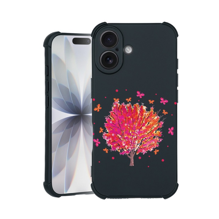 BestCase® Husa TPU Pro Shock Compatibila cu Apple iPhone 14 Pro Max, cu Design Butterflies Tree, colturi intarite, 3100030 ASB 1846