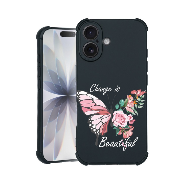 BestCase® Husa TPU Pro Shock Compatibila cu Apple iPhone 14 Pro, cu Design Change is Beutiful, colturi intarite, 3100029 ASB 1853