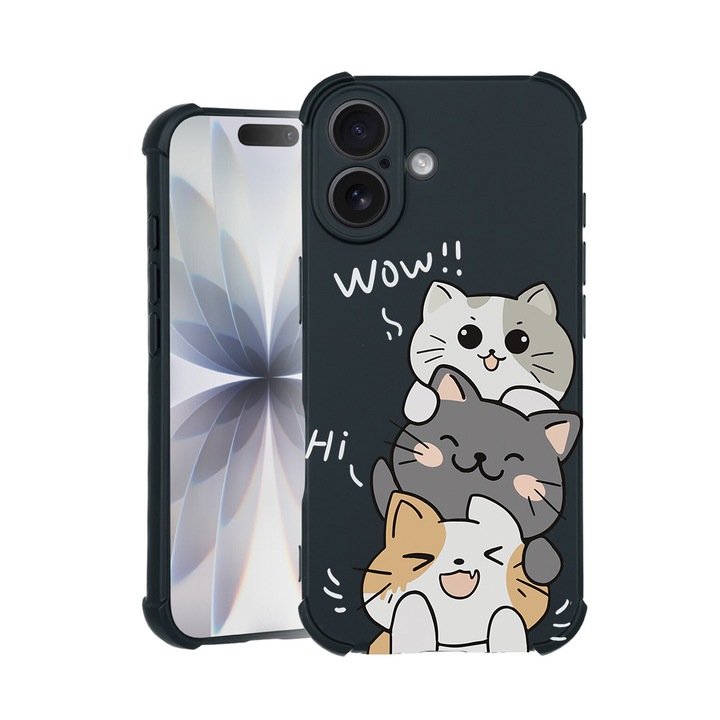 BestCase® Husa TPU Pro Shock Compatibila cu Apple iPhone 14 Pro, cu Design Cat Wow, colturi intarite, 3100029 ASB 1855