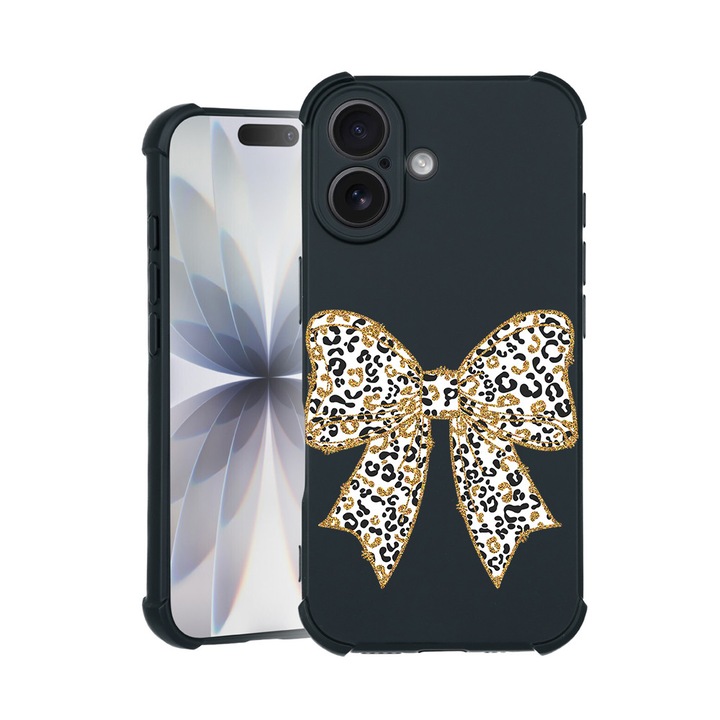 BestCase® Husa TPU Pro Shock Compatibila cu Apple iPhone 14 Pro, cu Design Leopard Bow, colturi intarite, 3100029 ASB 1873