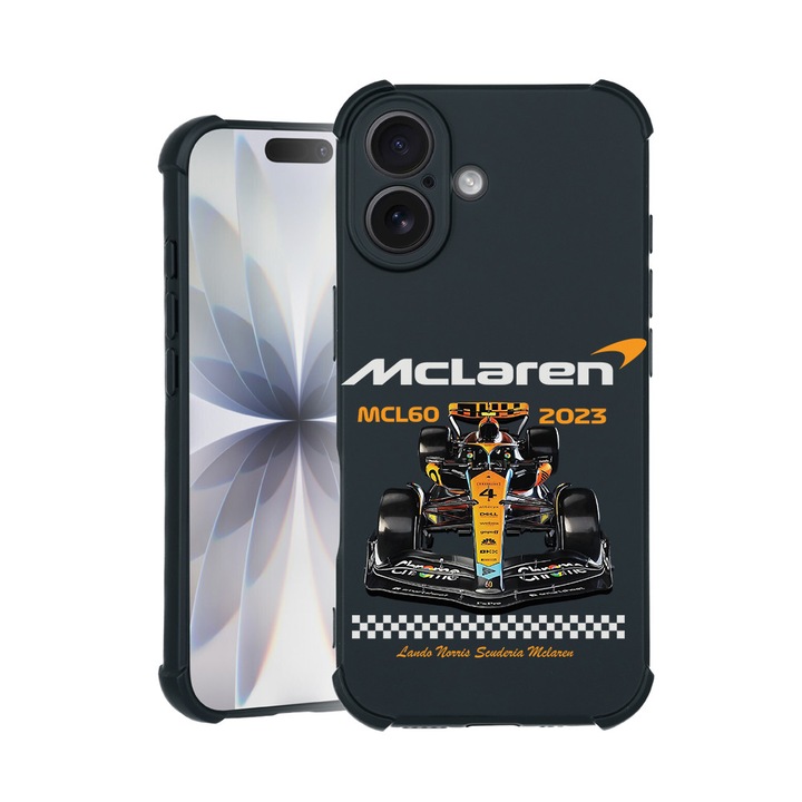 BestCase® Husa TPU Pro Shock Compatibila cu Apple iPhone 14 Pro, cu Design McLaren, colturi intarite, 3100029 ASB 1877
