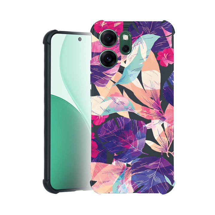 BestCase® Husa TPU Pro Shock Compatibila cu OPPO Reno14 F / Reno14 FS, cu Design Tropical Flowers, colturi intarite, 3100041 ASB 71