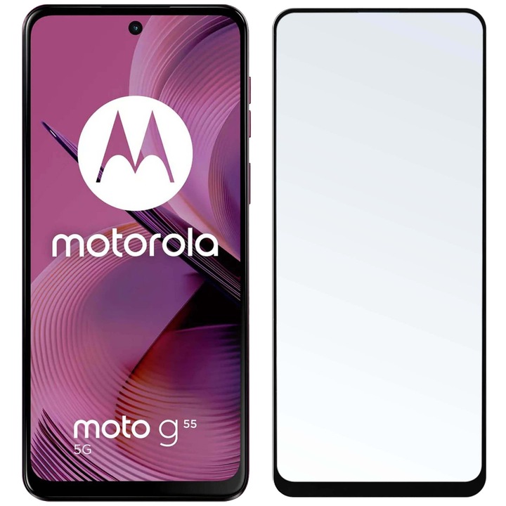 Folie de Sticla Tempered Glass 9D, HD Clear pentru Motorola Moto G55, black