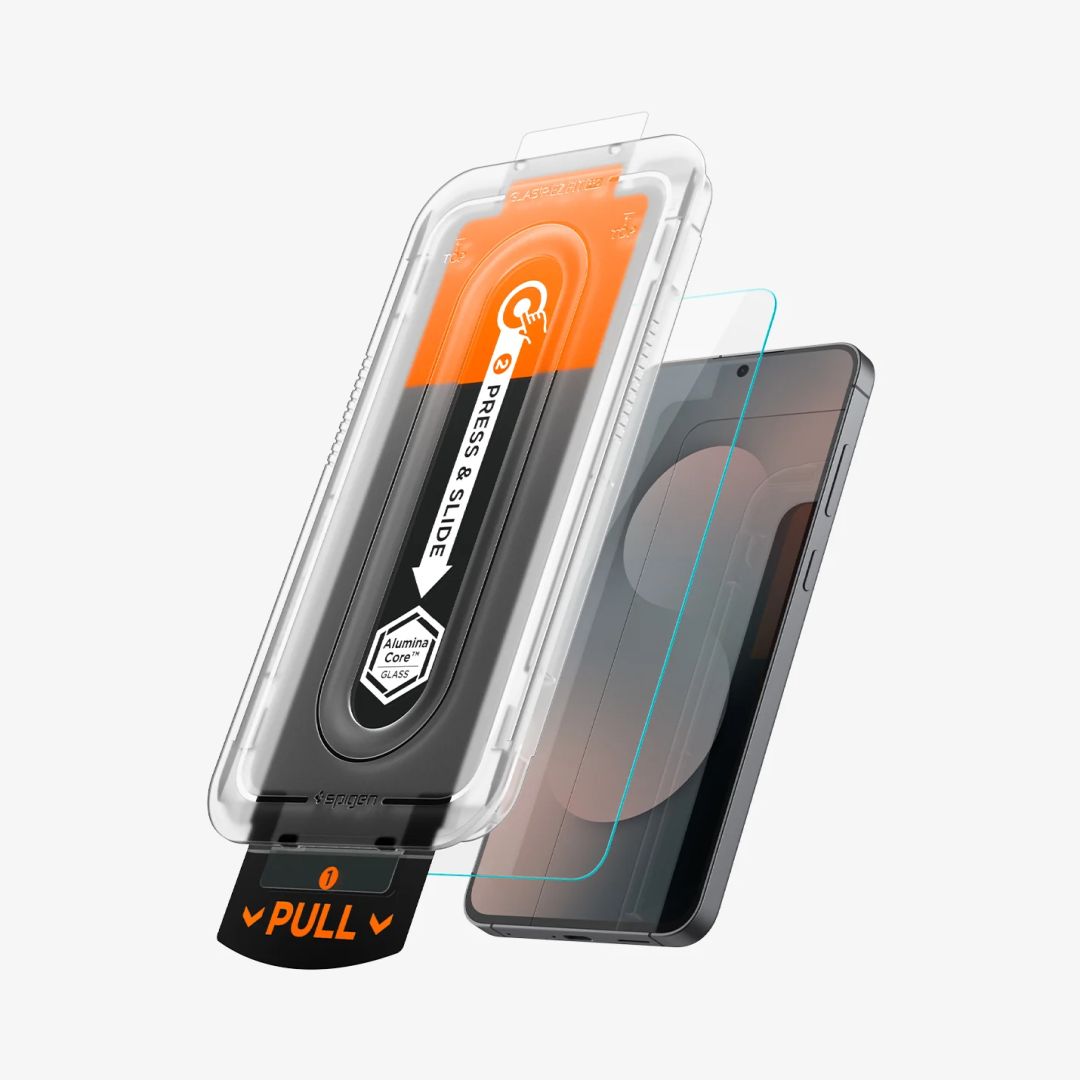 Folie protectie telefon Spigen Glass tR EZ Fit Pro pentru Samsung Galaxy S25 FE, set 2 buc, transparent